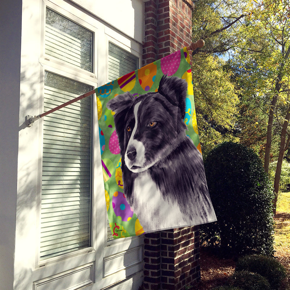 Border Collie Easter Eggtravaganza House Flag 28x40 Porch Sleeve Pole Decorative Outside Yard Banner Artwork Wall Hanging, Polyester