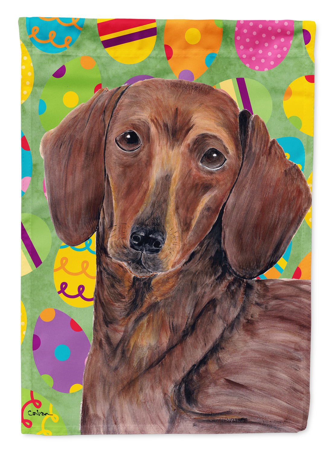 Dachshund Easter Eggtravaganza House Flag 28x40 Porch Sleeve Pole Decorative Outside Yard Banner Artwork Wall Hanging, Polyester