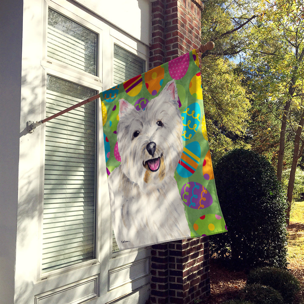 Westie Easter Eggtravaganza House Flag 28x40 Porch Sleeve Pole Decorative Outside Yard Banner Artwork Wall Hanging, Polyester
