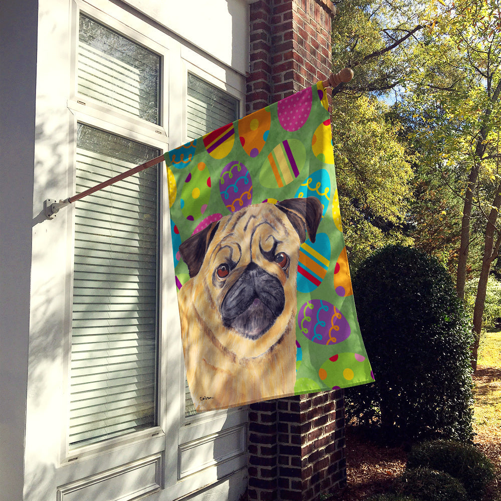 Pug Easter Eggtravaganza House Flag 28x40 Porch Sleeve Pole Decorative Outside Yard Banner Artwork Wall Hanging, Polyester