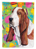 Basset Hound Easter Eggtravaganza House Flag 28x40 Porch Sleeve Pole Decorative Outside Yard Banner Artwork Wall Hanging, Polyester