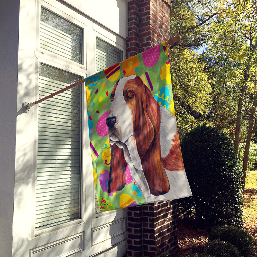 Basset Hound Easter Eggtravaganza House Flag 28x40 Porch Sleeve Pole Decorative Outside Yard Banner Artwork Wall Hanging, Polyester