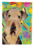 Airedale Easter Eggtravaganza House Flag 28x40 Porch Sleeve Pole Decorative Outside Yard Banner Artwork Wall Hanging, Polyester