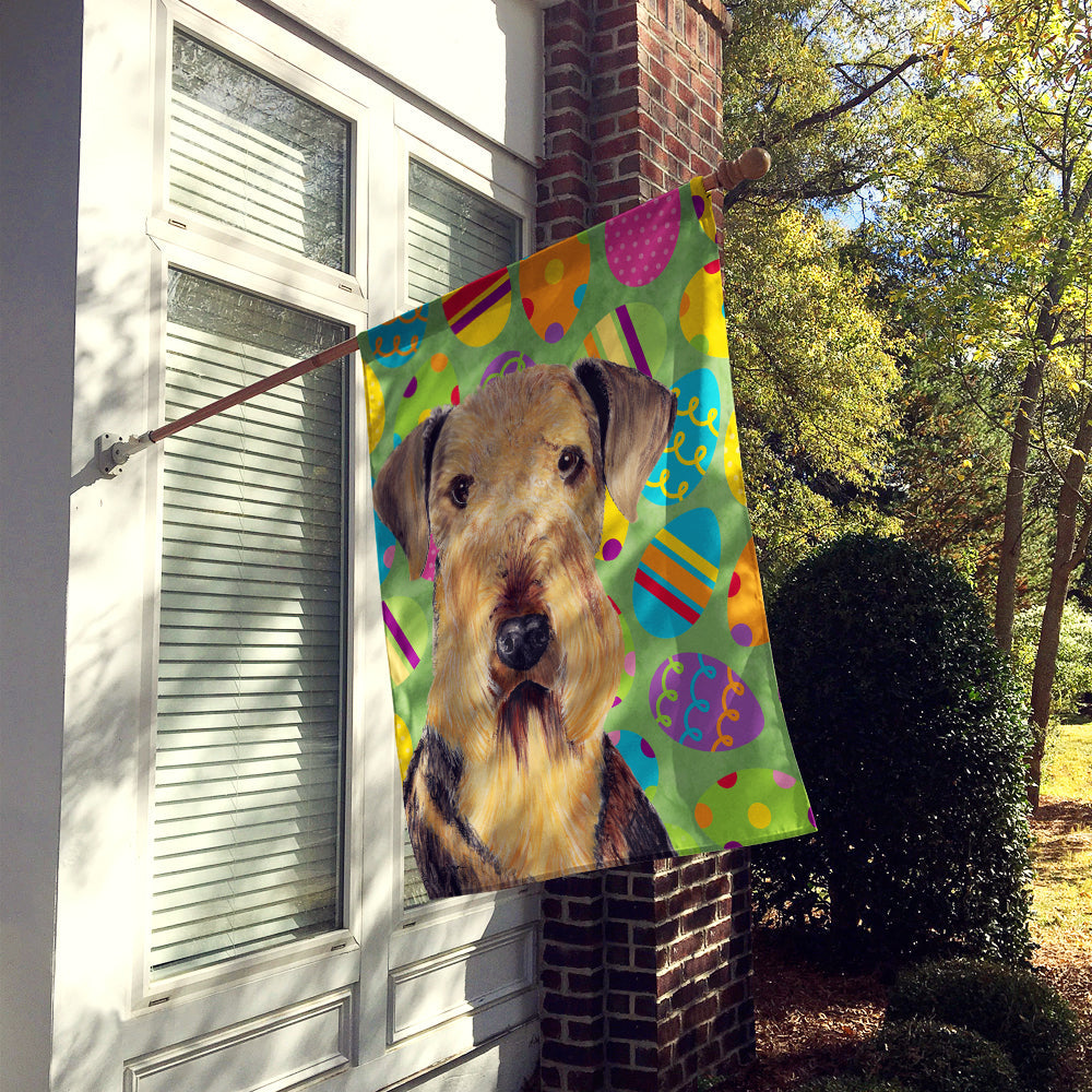 Airedale Easter Eggtravaganza House Flag 28x40 Porch Sleeve Pole Decorative Outside Yard Banner Artwork Wall Hanging, Polyester