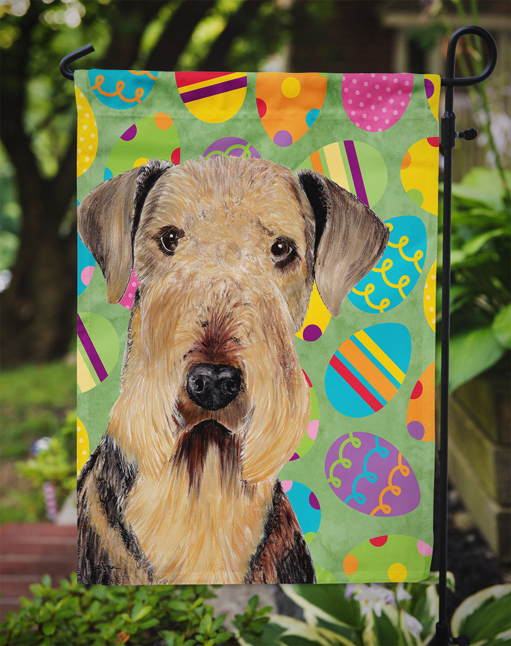 Airedale Easter Eggtravaganza Garden Flag Mailbox Decorative Yard Banner Outside Patio Artwork for Flower Beds, Garden Size, Multicolor