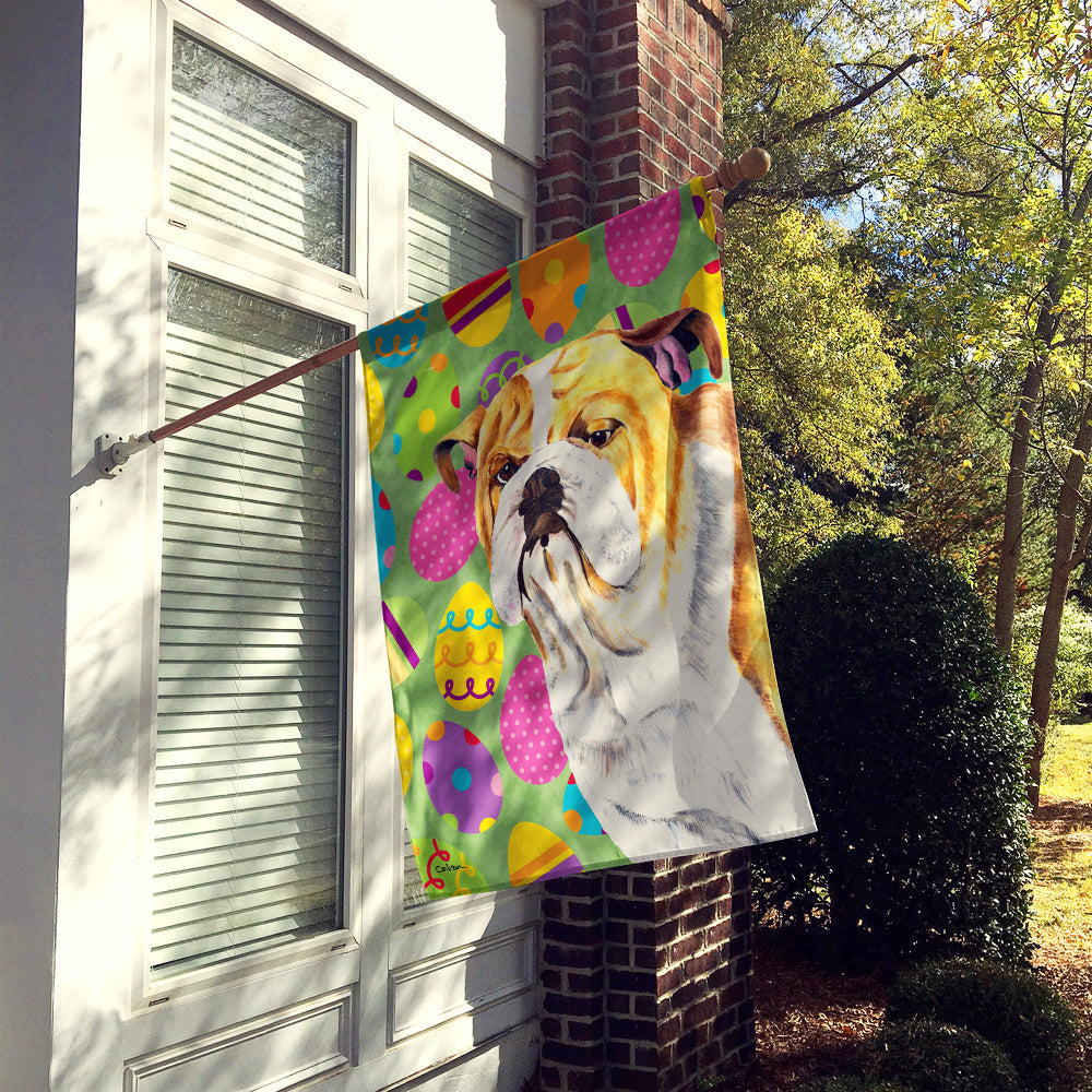 Bulldog English Easter Eggtravaganza House Flag 28x40 Porch Sleeve Pole Decorative Outside Yard Banner Artwork Wall Hanging, Polyester