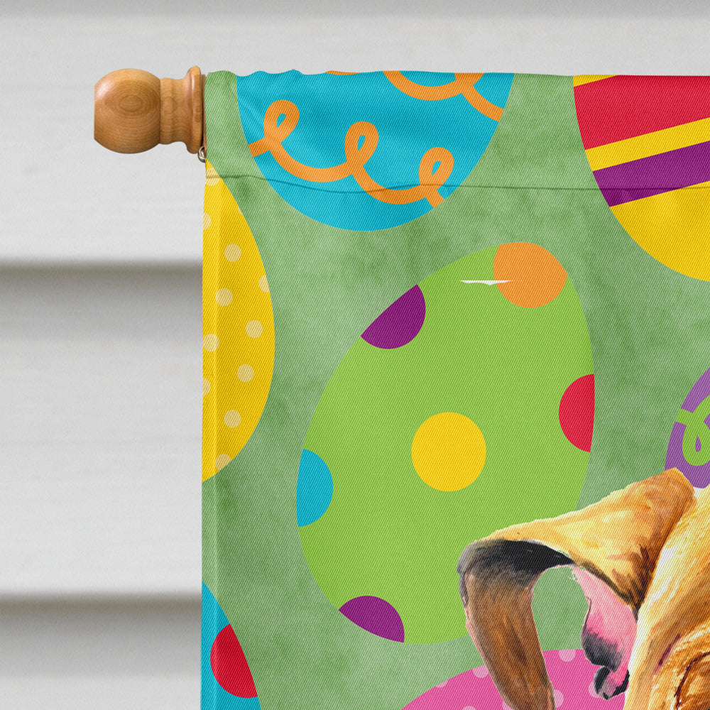 Bulldog English Easter Eggtravaganza House Flag 28x40 Porch Sleeve Pole Decorative Outside Yard Banner Artwork Wall Hanging, Polyester