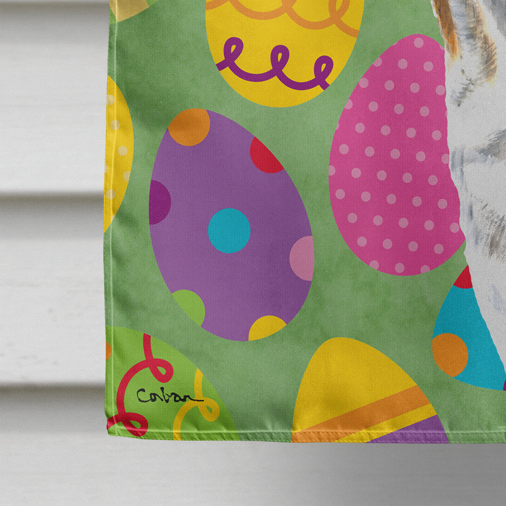 Bulldog English Easter Eggtravaganza House Flag 28x40 Porch Sleeve Pole Decorative Outside Yard Banner Artwork Wall Hanging, Polyester
