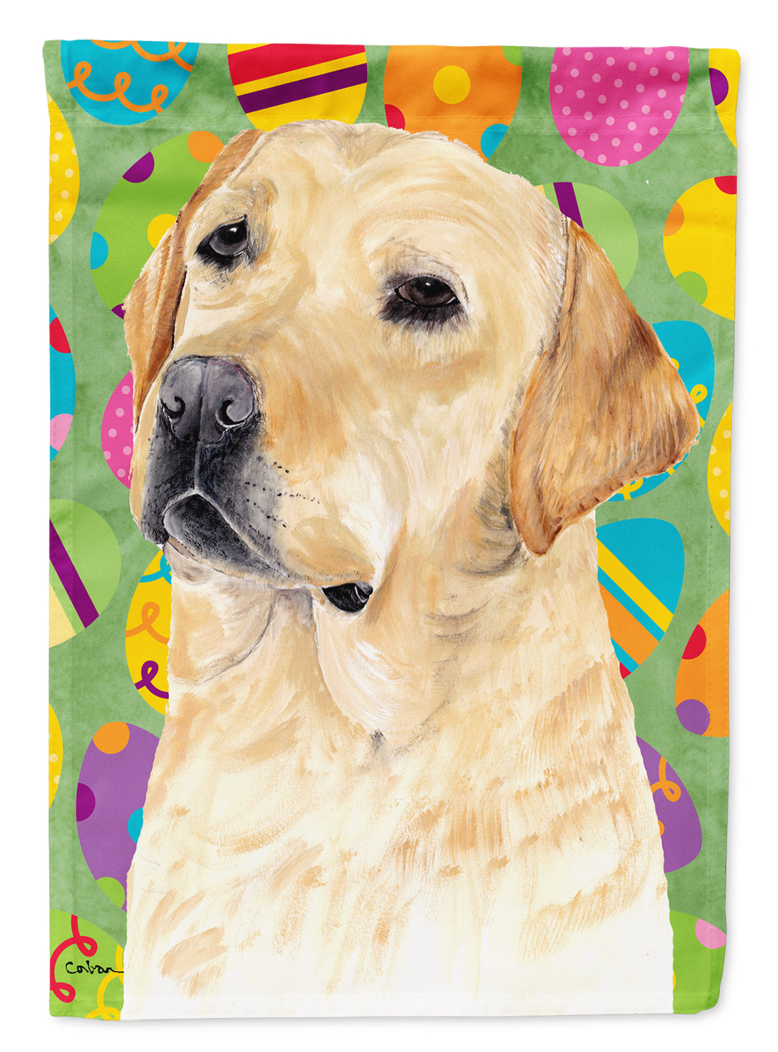 Labrador Easter Eggtravaganza House Flag 28x40 Porch Sleeve Pole Decorative Outside Yard Banner Artwork Wall Hanging, Polyester