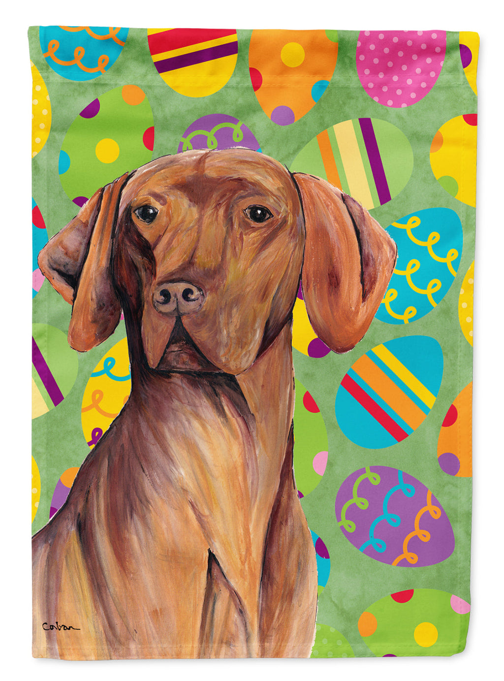 Vizsla Easter Eggtravaganza House Flag 28x40 Porch Sleeve Pole Decorative Outside Yard Banner Artwork Wall Hanging, Polyester