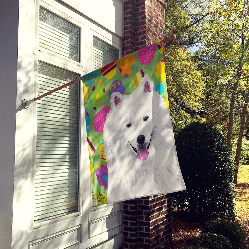 American Eskimo Easter Eggtravaganza House Flag 28x40 Porch Sleeve Pole Decorative Outside Yard Banner Artwork Wall Hanging, Polyester