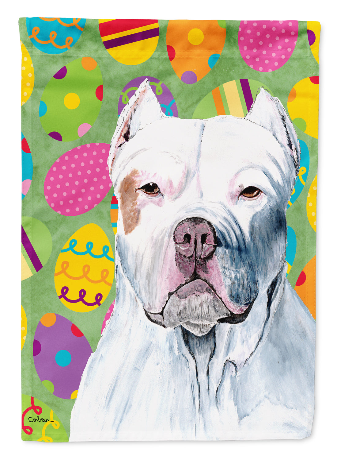Pit Bull Easter Eggtravaganza House Flag 28x40 Porch Sleeve Pole Decorative Outside Yard Banner Artwork Wall Hanging, Polyester