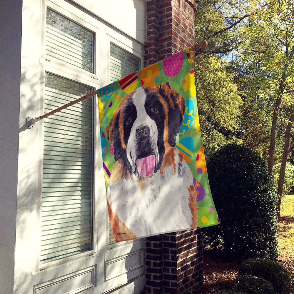 Saint Bernard Easter Eggtravaganza House Flag 28x40 Porch Sleeve Pole Decorative Outside Yard Banner Artwork Wall Hanging, Polyester