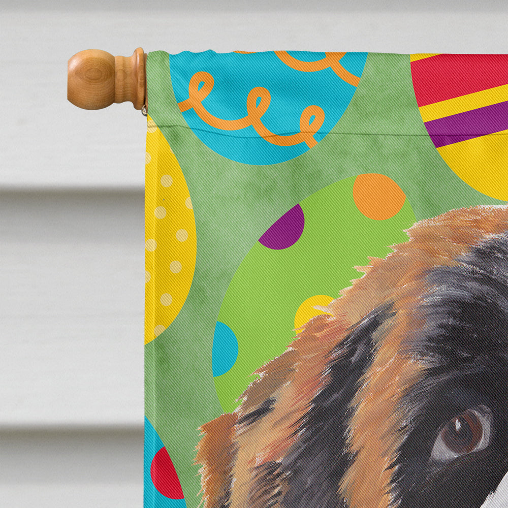 Saint Bernard Easter Eggtravaganza House Flag 28x40 Porch Sleeve Pole Decorative Outside Yard Banner Artwork Wall Hanging, Polyester