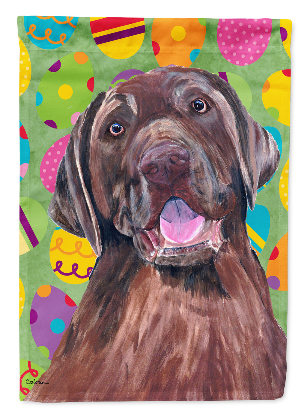 Labrador Easter Eggtravaganza House Flag 28x40 Porch Sleeve Pole Decorative Outside Yard Banner Artwork Wall Hanging, Polyester