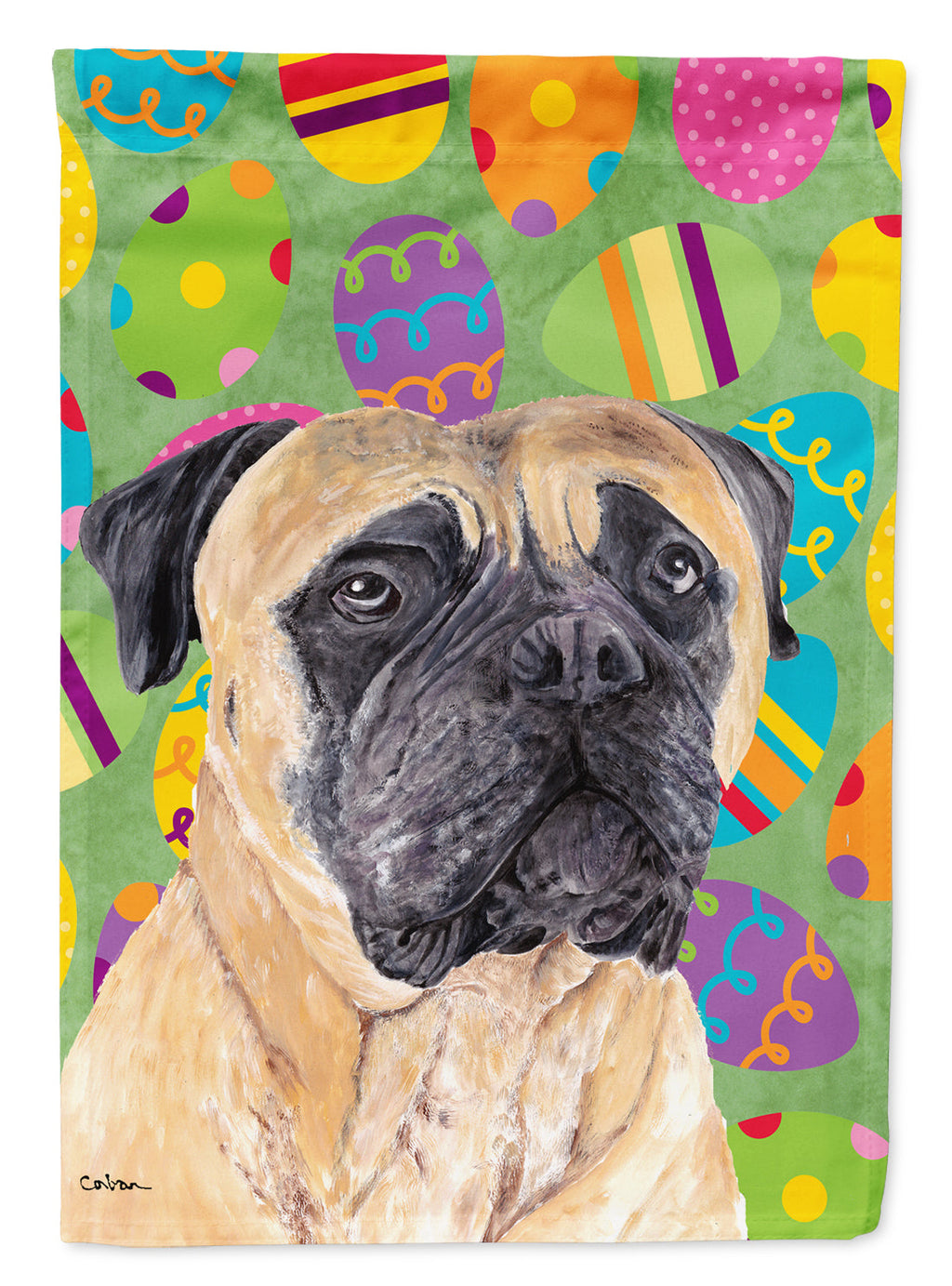 Mastiff Easter Eggtravaganza House Flag 28x40 Porch Sleeve Pole Decorative Outside Yard Banner Artwork Wall Hanging, Polyester