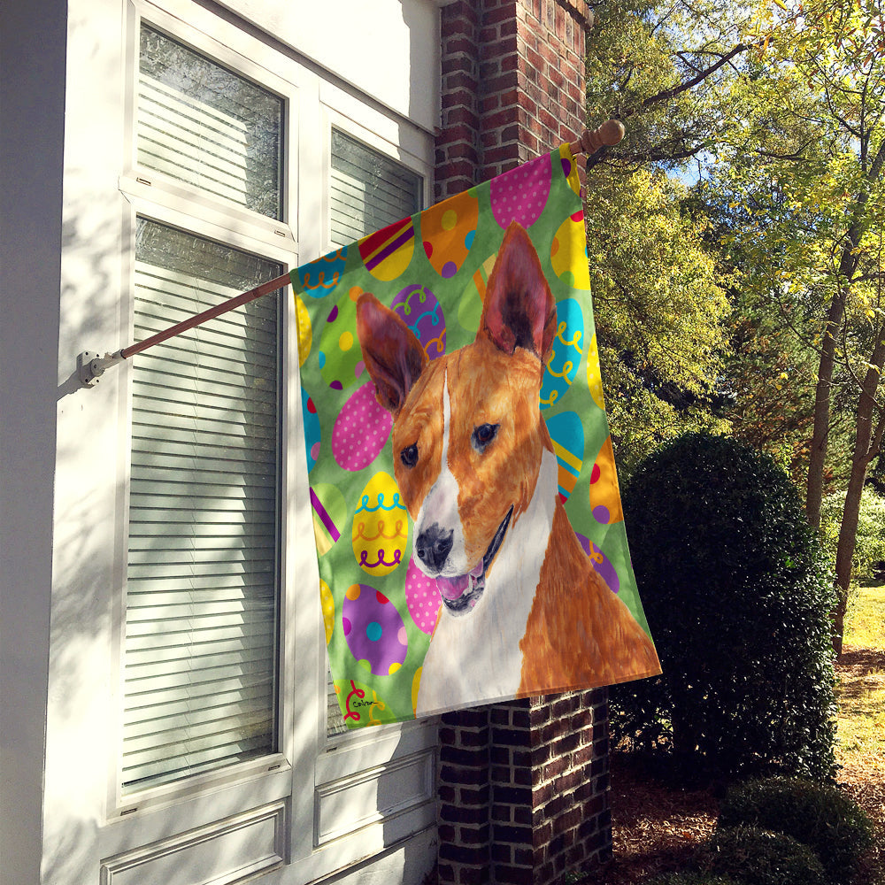 Basenji Easter Eggtravaganza House Flag 28x40 Porch Sleeve Pole Decorative Outside Yard Banner Artwork Wall Hanging, Polyester