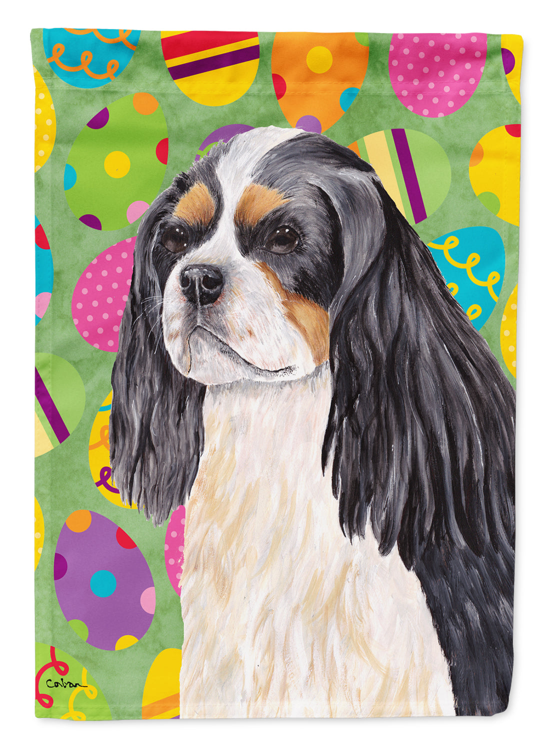 Cavalier Spaniel Easter Eggtravaganza House Flag 28x40 Porch Sleeve Pole Decorative Outside Yard Banner Artwork Wall Hanging, Polyester