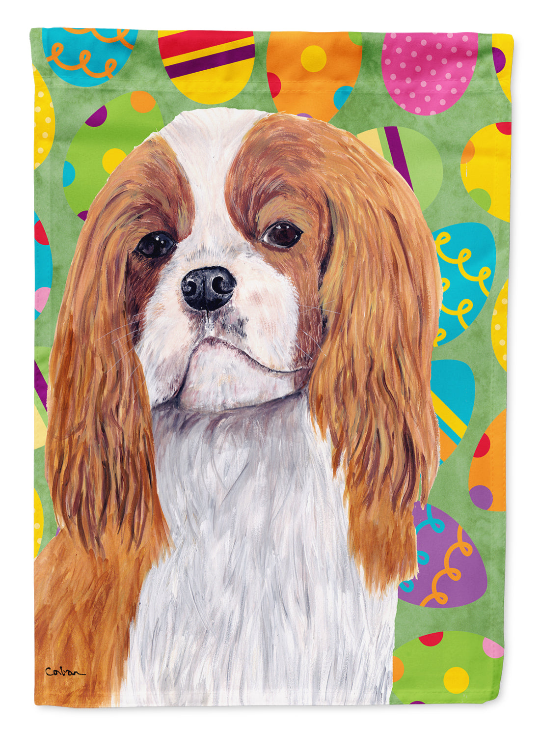 Cavalier Spaniel Easter Eggtravaganza House Flag 28x40 Porch Sleeve Pole Decorative Outside Yard Banner Artwork Wall Hanging, Polyester