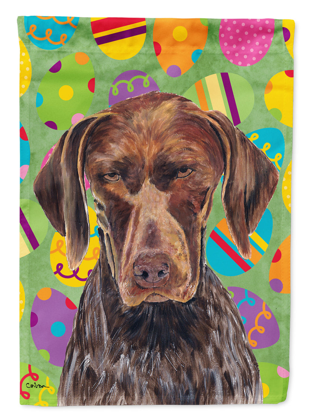 German Shorthaired Pointer Easter Eggtravaganza House Flag 28x40 Porch Sleeve Pole Decorative Outside Yard Banner Artwork Wall Hanging, Polyester