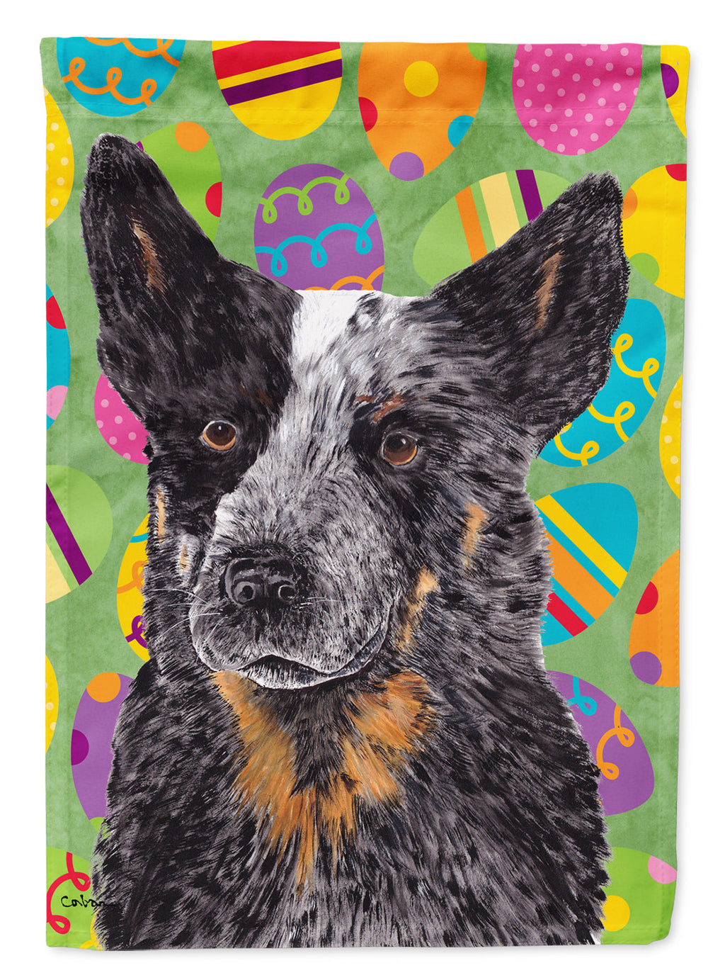 Australian Cattle Dog Easter Eggtravaganza House Flag 28x40 Porch Sleeve Pole Decorative Outside Yard Banner Artwork Wall Hanging, Polyester