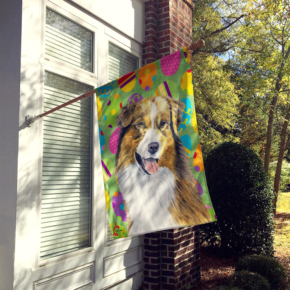 Australian Shepherd Easter Eggtravaganza House Flag 28x40 Porch Sleeve Pole Decorative Outside Yard Banner Artwork Wall Hanging, Polyester