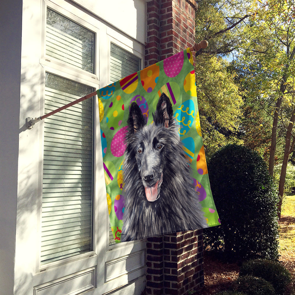 Belgian Sheepdog Easter Eggtravaganza House Flag 28x40 Porch Sleeve Pole Decorative Outside Yard Banner Artwork Wall Hanging, Polyester