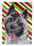 Akita Candy Cane Holiday Christmas House Flag 28x40 Porch Sleeve Pole Decorative Outside Yard Banner Artwork Wall Hanging, Polyester