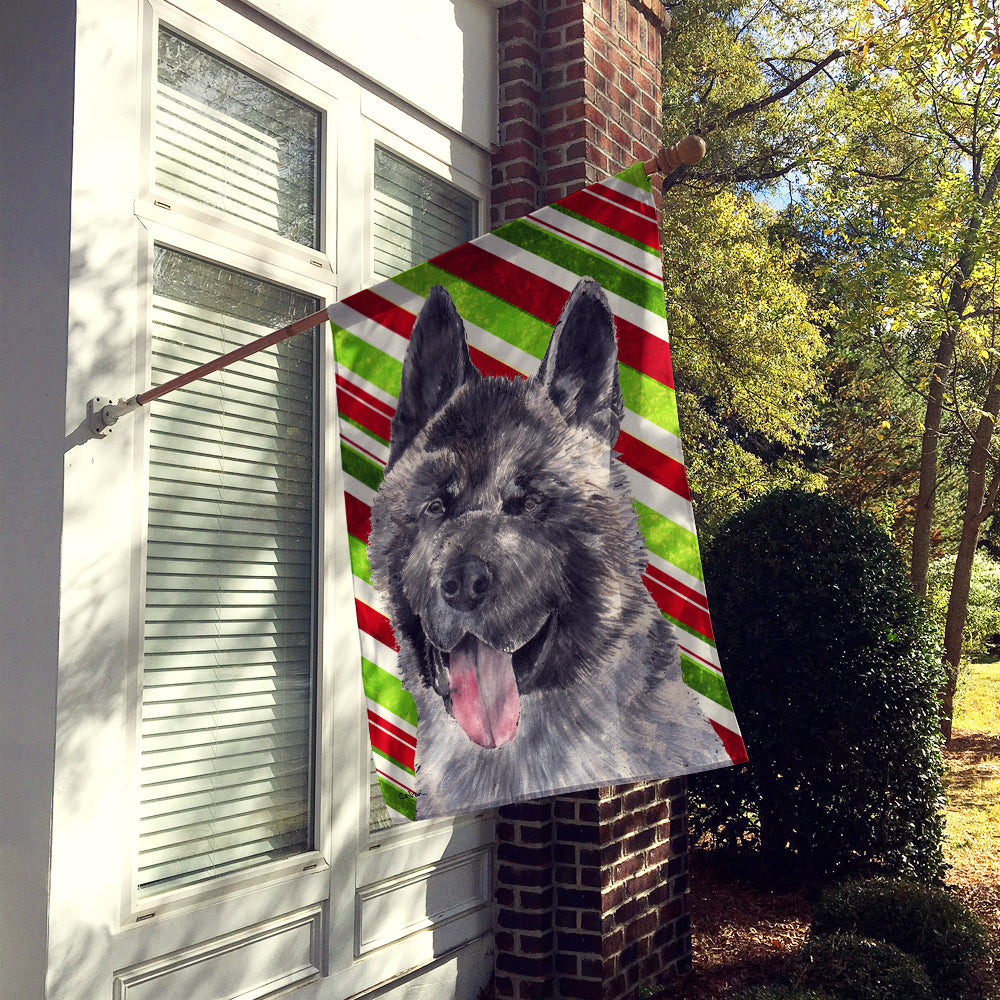 Akita Candy Cane Holiday Christmas House Flag 28x40 Porch Sleeve Pole Decorative Outside Yard Banner Artwork Wall Hanging, Polyester