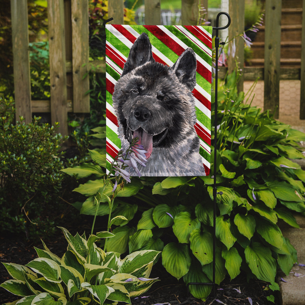 Akita Candy Cane Holiday Christmas Garden Flag Mailbox Decorative Yard Banner Outside Patio Artwork for Flower Beds, Garden Size, Multicolor