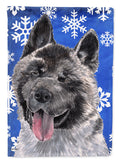 Akita Winter Snowflakes Holiday House Flag 28x40 Porch Sleeve Pole Decorative Outside Yard Banner Artwork Wall Hanging, Polyester