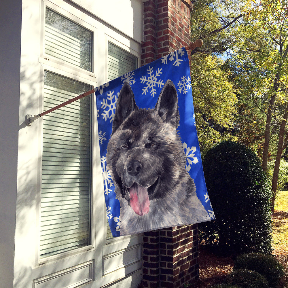 Akita Winter Snowflakes Holiday House Flag 28x40 Porch Sleeve Pole Decorative Outside Yard Banner Artwork Wall Hanging, Polyester
