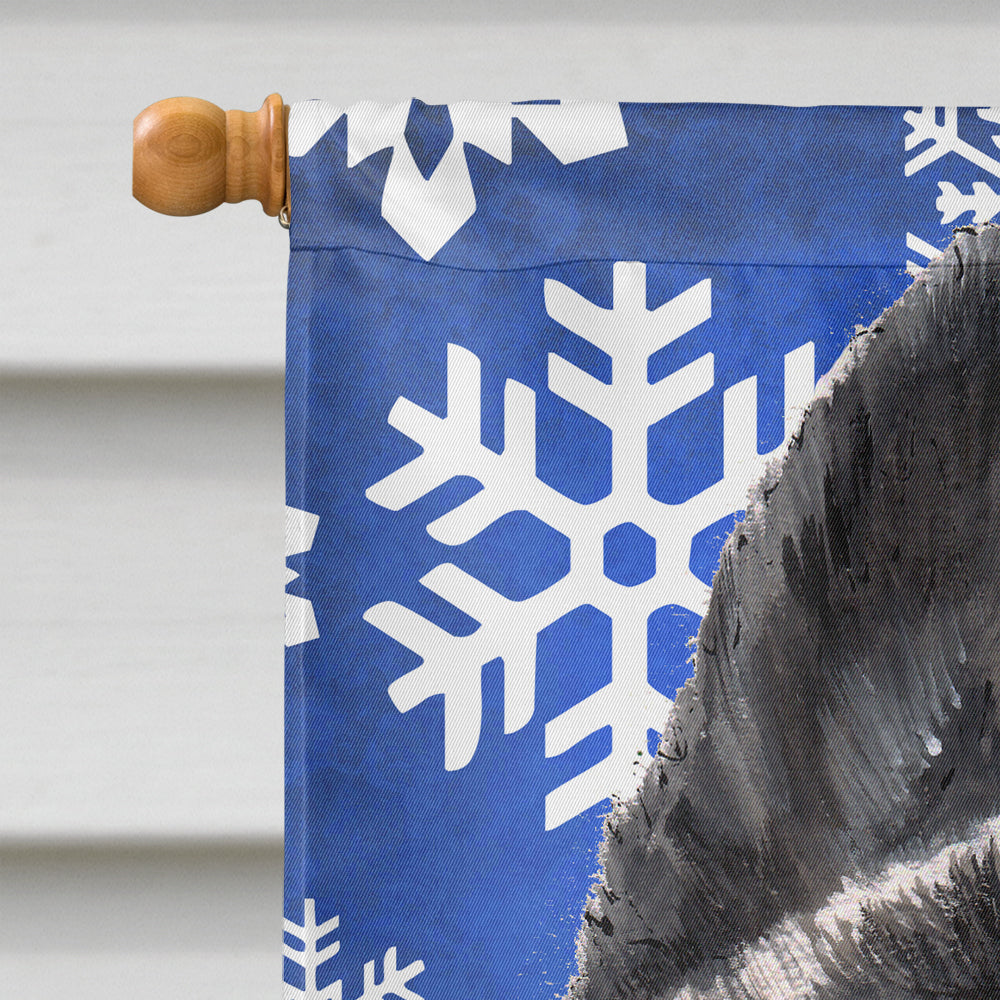 Akita Winter Snowflakes Holiday House Flag 28x40 Porch Sleeve Pole Decorative Outside Yard Banner Artwork Wall Hanging, Polyester