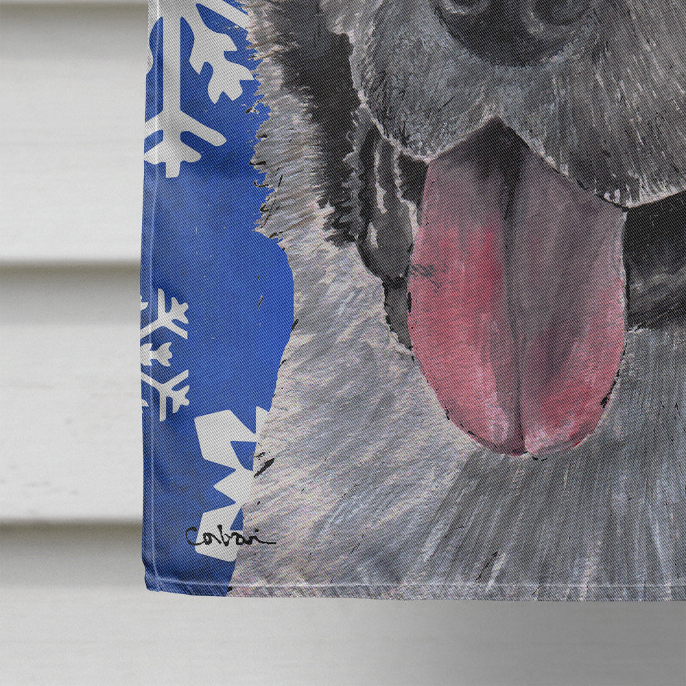 Akita Winter Snowflakes Holiday House Flag 28x40 Porch Sleeve Pole Decorative Outside Yard Banner Artwork Wall Hanging, Polyester