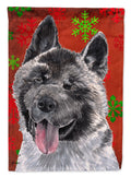 Akita Red Snowflakes Holiday Christmas House Flag 28x40 Porch Sleeve Pole Decorative Outside Yard Banner Artwork Wall Hanging, Polyester