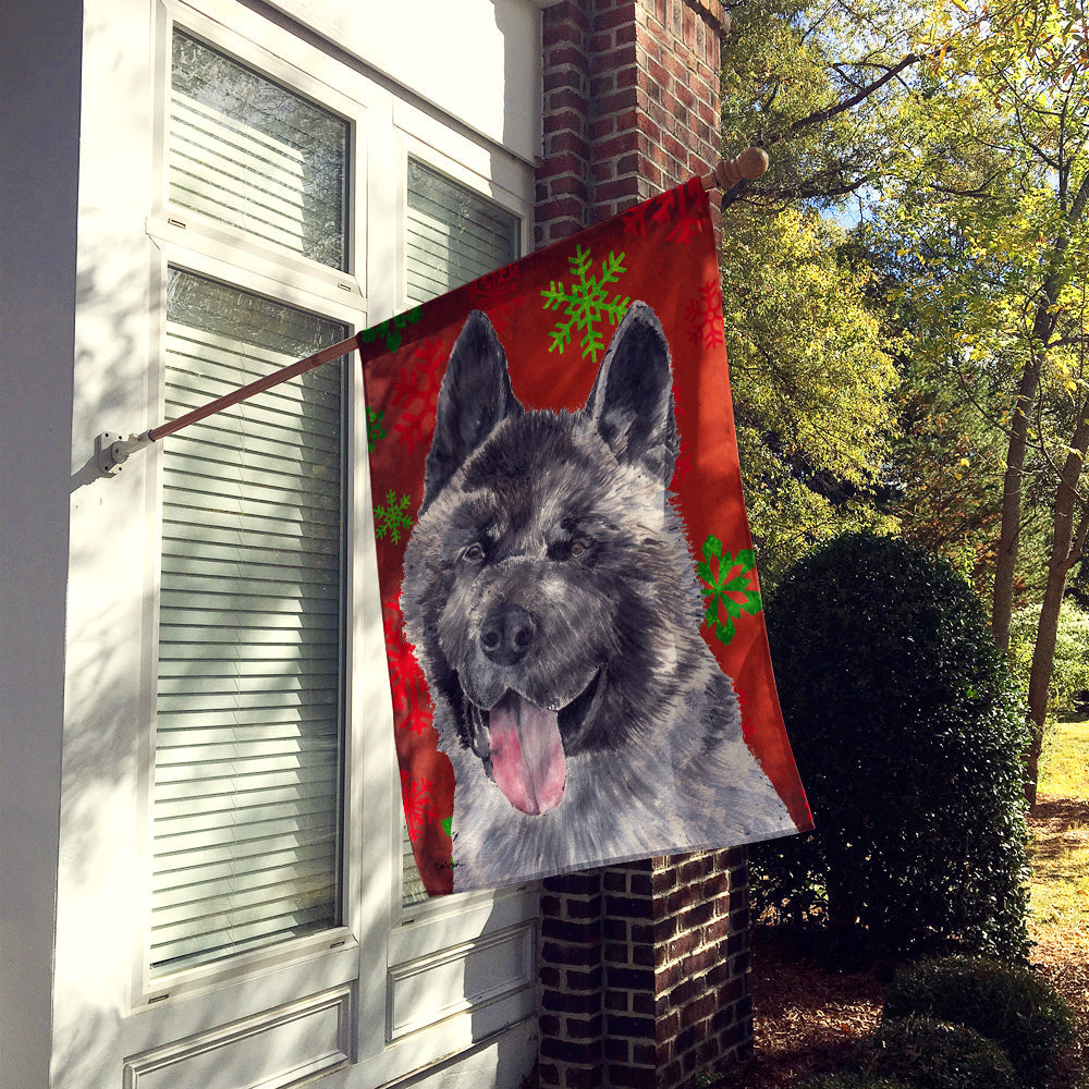 Akita Red Snowflakes Holiday Christmas House Flag 28x40 Porch Sleeve Pole Decorative Outside Yard Banner Artwork Wall Hanging, Polyester
