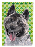 Akita St. Patrick's Day Shamrock House Flag 28x40 Porch Sleeve Pole Decorative Outside Yard Banner Artwork Wall Hanging, Polyester