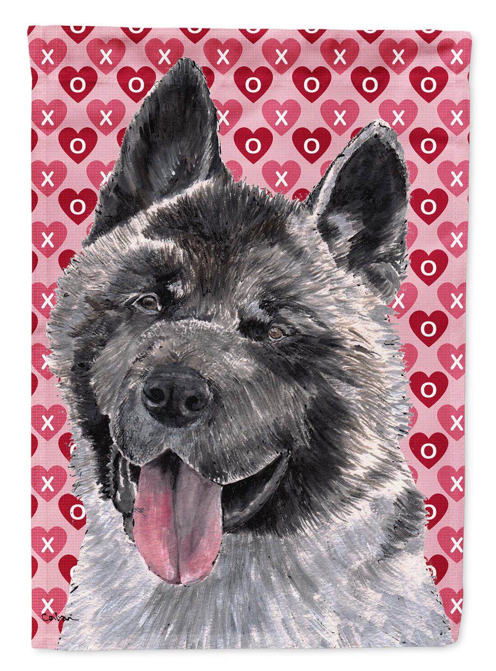 Akita Hearts Love and Valentine's Day House Flag 28x40 Porch Sleeve Pole Decorative Outside Yard Banner Artwork Wall Hanging, Polyester