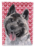 Akita Hearts Love and Valentine's Day House Flag 28x40 Porch Sleeve Pole Decorative Outside Yard Banner Artwork Wall Hanging, Polyester