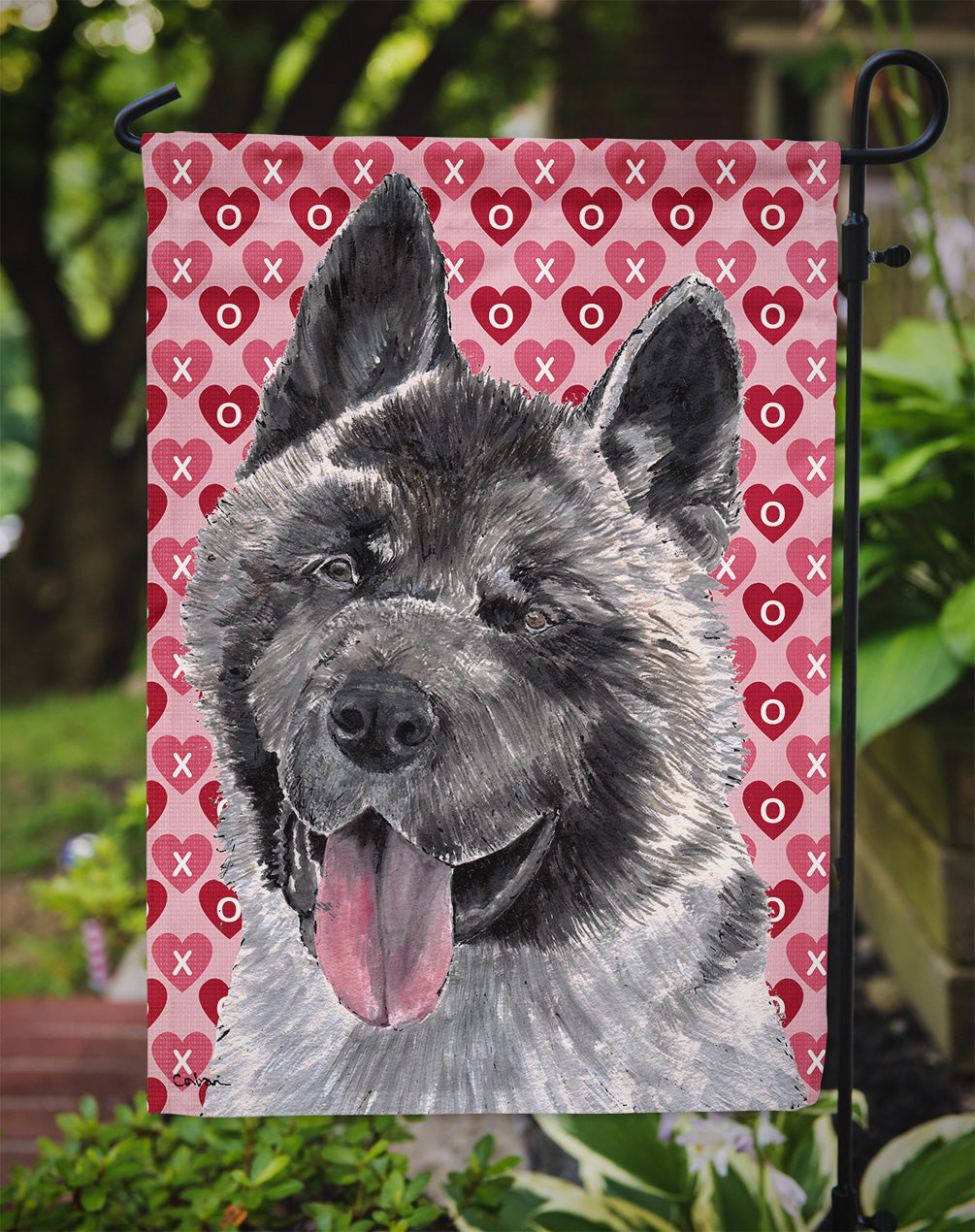 Akita Hearts Love and Valentine's Day Garden Flag Mailbox Decorative Yard Banner Outside Patio Artwork for Flower Beds, Garden Size, Multicolor