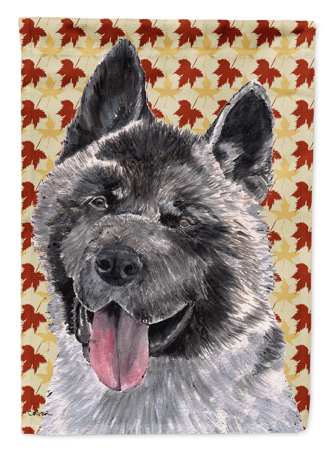 Akita Fall Leaves House Flag 28x40 Porch Sleeve Pole Decorative Outside Yard Banner Artwork Wall Hanging, Polyester