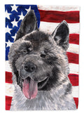 Akita USA Patriotic American Flag House Flag 28x40 Porch Sleeve Pole Decorative Outside Yard Banner Artwork Wall Hanging, Polyester