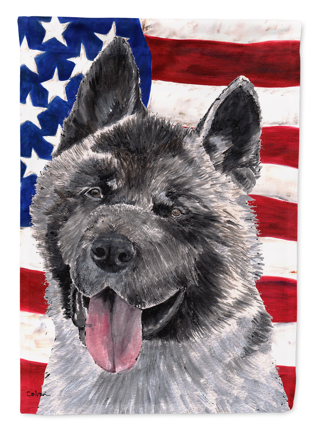 Akita USA Patriotic American Flag House Flag 28x40 Porch Sleeve Pole Decorative Outside Yard Banner Artwork Wall Hanging, Polyester