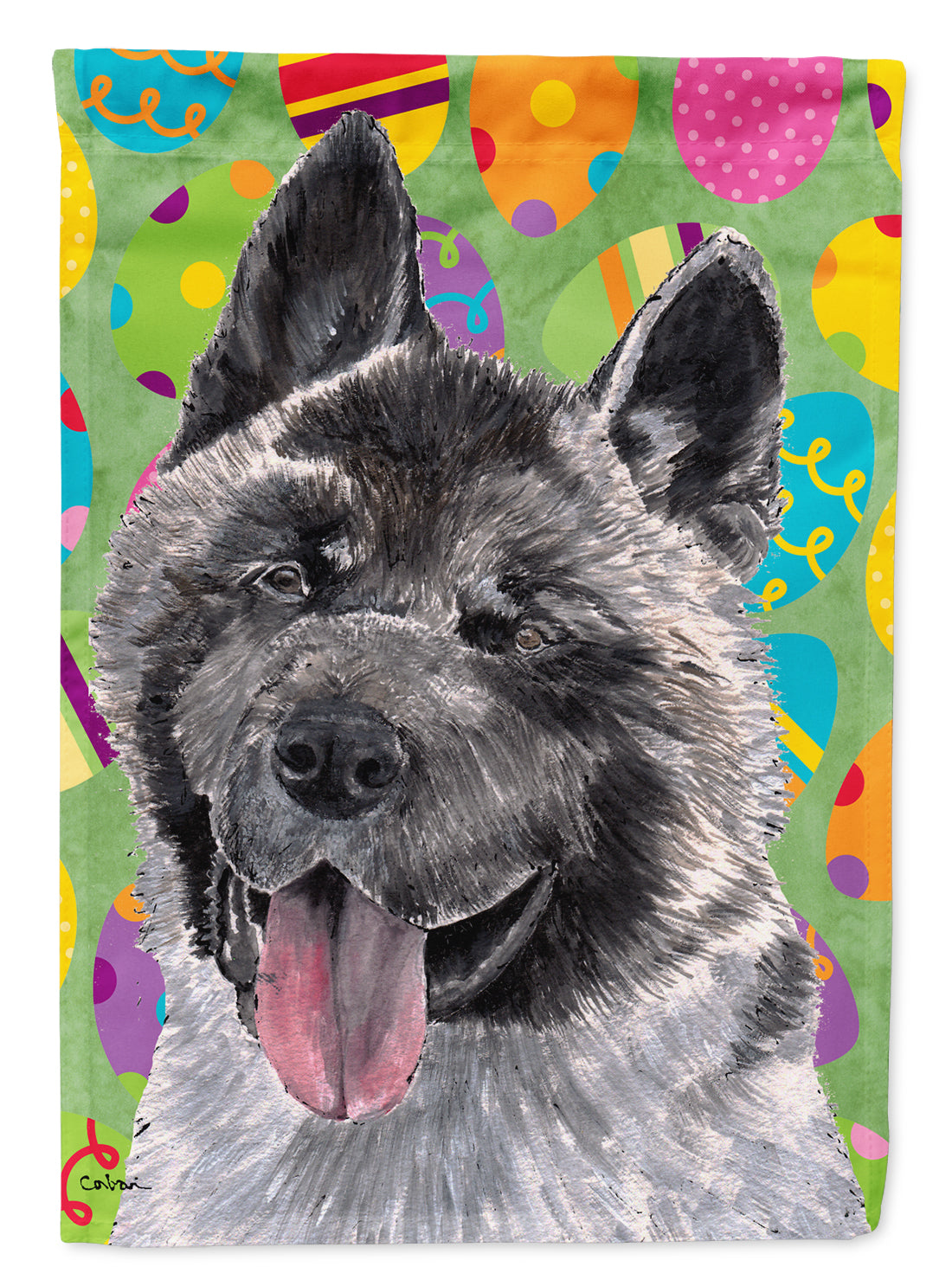 Akita Easter Eggtravaganza House Flag 28x40 Porch Sleeve Pole Decorative Outside Yard Banner Artwork Wall Hanging, Polyester