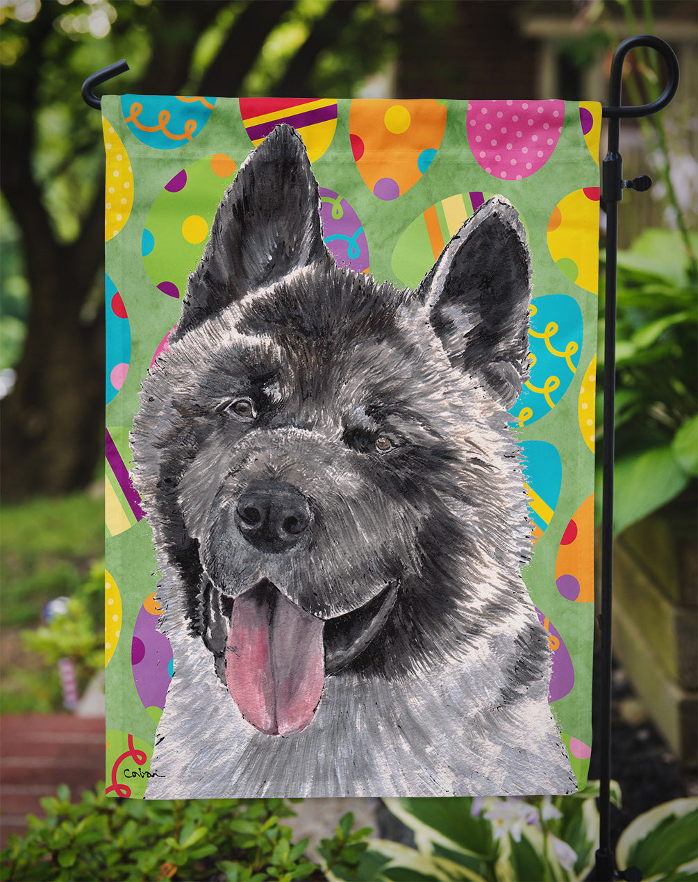Akita Easter Eggtravaganza Garden Flag Mailbox Decorative Yard Banner Outside Patio Artwork for Flower Beds, Garden Size, Multicolor