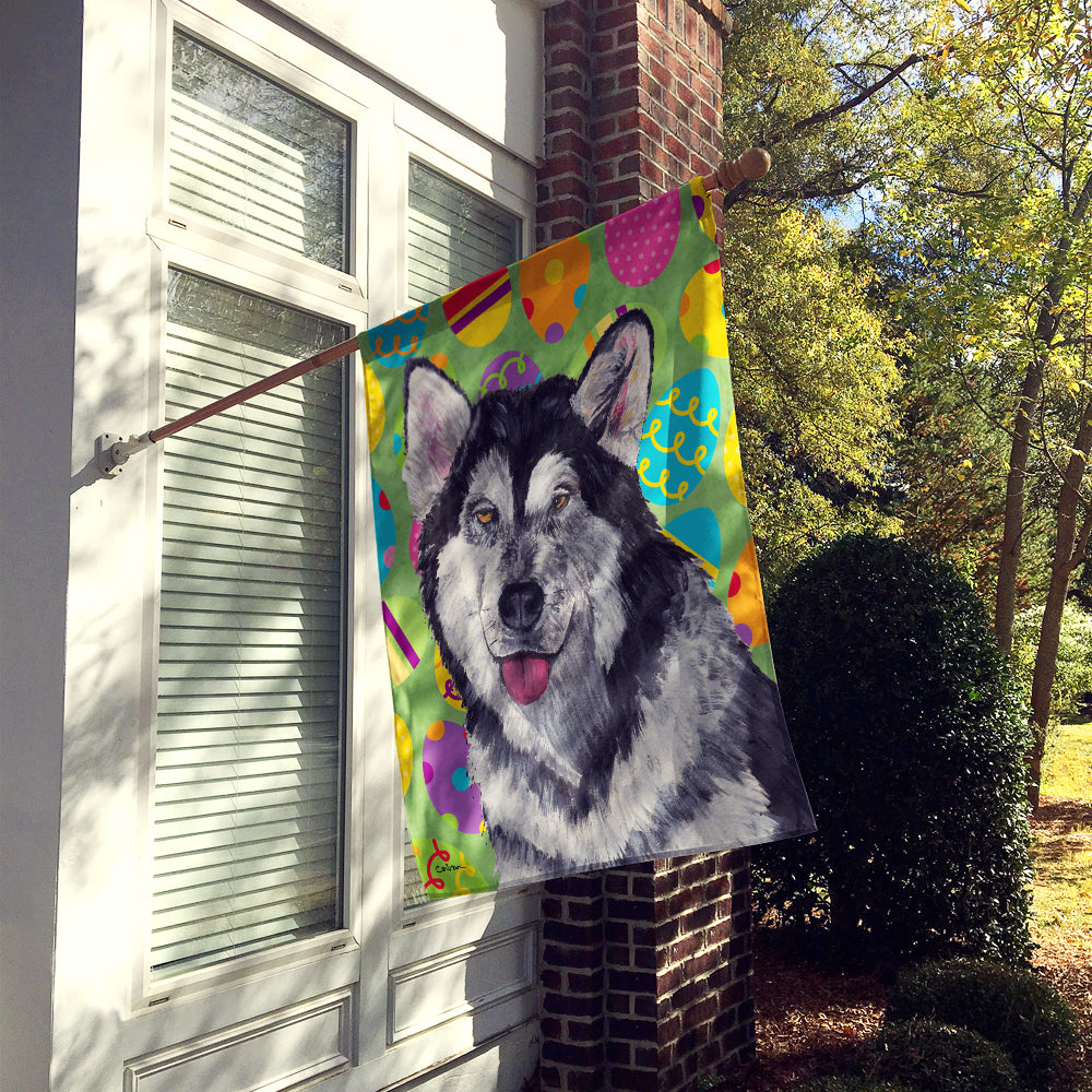 Alaskan Malamute Easter Eggtravaganza House Flag 28x40 Porch Sleeve Pole Decorative Outside Yard Banner Artwork Wall Hanging, Polyester
