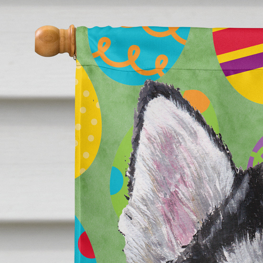 Alaskan Malamute Easter Eggtravaganza House Flag 28x40 Porch Sleeve Pole Decorative Outside Yard Banner Artwork Wall Hanging, Polyester