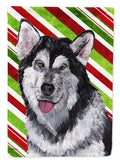 Alaskan Malamute Candy Cane Holiday Christmas House Flag 28x40 Porch Sleeve Pole Decorative Outside Yard Banner Artwork Wall Hanging, Polyester