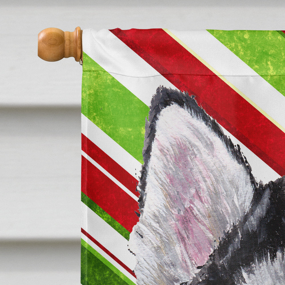 Alaskan Malamute Candy Cane Holiday Christmas House Flag 28x40 Porch Sleeve Pole Decorative Outside Yard Banner Artwork Wall Hanging, Polyester
