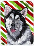 Alaskan Malamute Candy Cane Holiday Christmas Cutting Board Tempered Glass Kitchen Cutting Surface, Heat Resistant Chopping, Non-Slip Feet, Food Prep & Serving